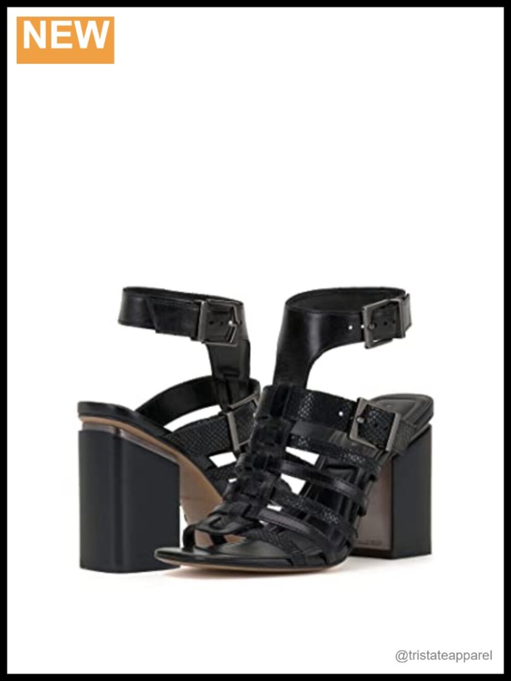Leather Block Heel Buckle Ankle Strap Sandal Formal Wedding Slide